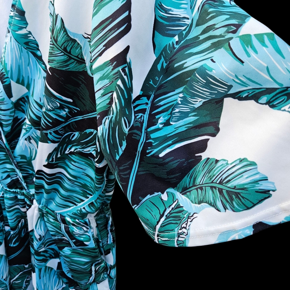 Tropical Leaf Print Kimono Size L - Picture 6 of 15